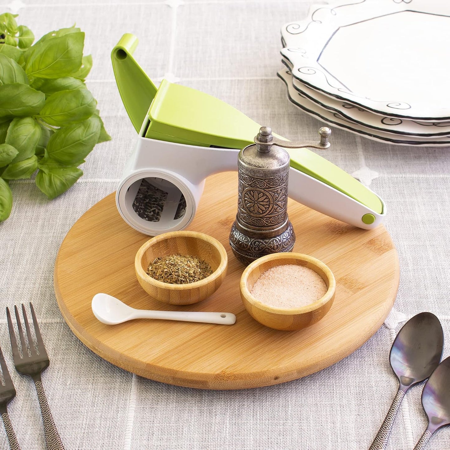Lazy Susan Organizer for Cabinet, Pantry or Tabletop – 10" Bamboo Turntable for Kitchen, Counter or Spice Rack Storage