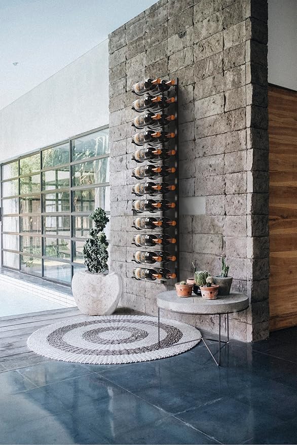 Jagged Ridge Wine Rooms - Premium Wall Mounted Metal Wine Rack - 36 Wine Bottles Holder - Modern Wine Rack, Matte Black - Space Saving for Home, Kitchen, Bar - Designed in Canada by Wine Enthusiasts