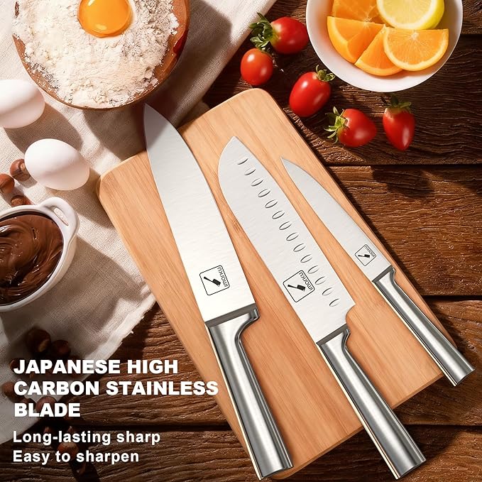 imarku 15 PCS Knife Set: Kitchen Knife Set with High Carbon Stainless Steel, Knife Block Set with Dishwasher Friendly Ultra Sharp Professional Chef Well Balance Knives Set, Best Gifts for Women Men
