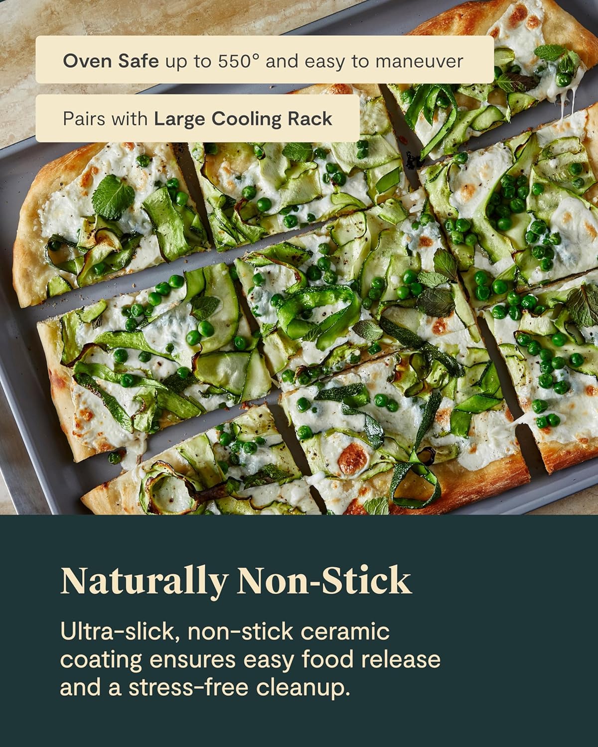 Caraway Non-Stick Ceramic Baking Sheet - Naturally Slick Ceramic Coating - Non-Toxic, PTFE & PFOA Free - Perfect for Baking, Roasting, and More - Large (18" x 13") - Gray
