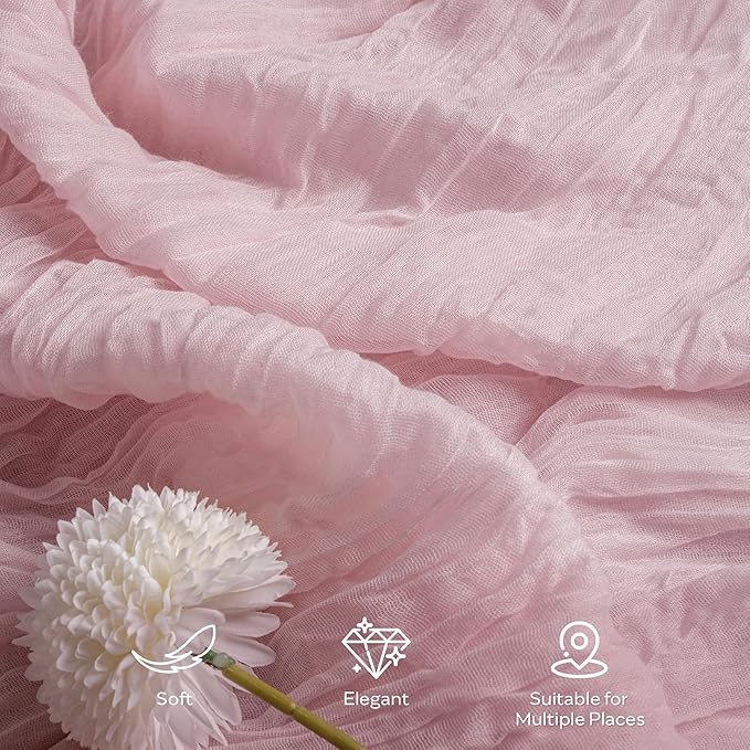 Leetaltree 10 Pack Pink Cheesecloth Table Runner, 35x120 Inch Boho Rustic Cheese Cloth Table Runner, Decorative Table Runners for Bridal Baby Shower Decorations or Wedding Table Decorations