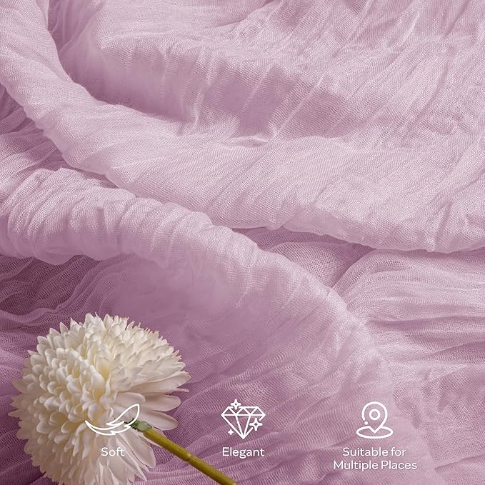Leetaltree 6 Pack Lilac Cheesecloth Table Runner, 35x120 Inch Boho Rustic Cheese Cloth Table Runner, Decorative Table Runners for Bridal Baby Shower Decorations or Wedding Table Decorations