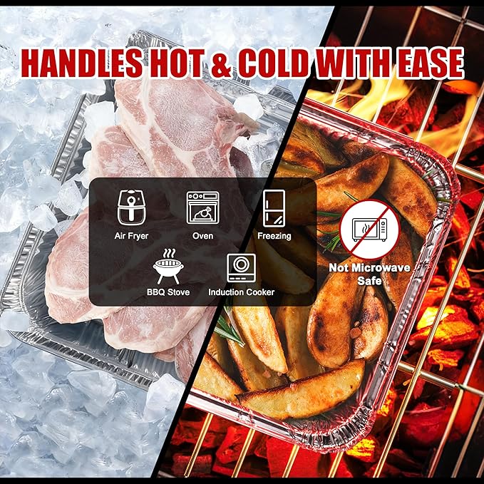 Unokit Aluminum Foil Pans Heavy Duty 9x13-40 Pack Disposable Deep Baking Tins, Steam Table Trays for Oven, Roasting Trays for Baking, Cooking, Heating, Storing and Prepping Food