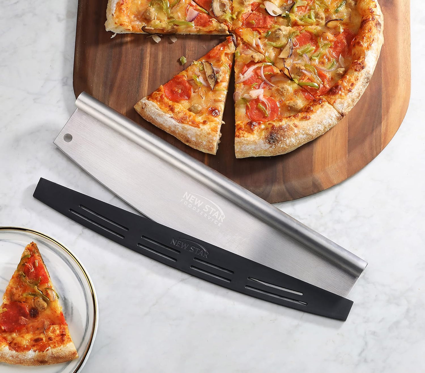 New Star Foodservice Professional Pizza Cutter and Peel Combo (30-Inch)