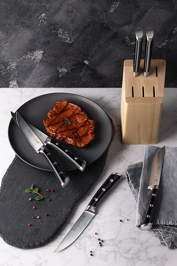 Cangshan TS Series 1022278 Swedish 14C28N Steel Forged 6-Piece Steak Knife Block Set, Maple