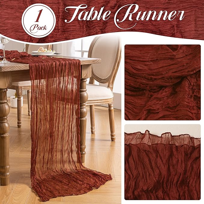 1 Pack Terracotta Christmas Table Runner,35x120 Inch Boho Rustic Decorative Table Runner for Bridal Baby Shower or Wedding Table Decorations