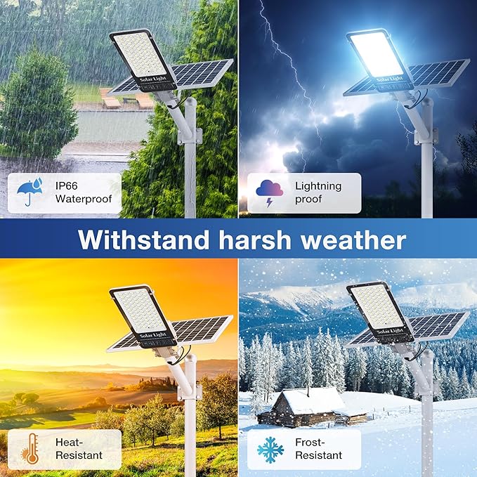 10000W Solar Street Light, Super Bright LED Beads Solar Lights Outdoor Waterproof IP66, Parking Lot Light Commercial Dusk to Dawn,Flood Light with Remote Control for Yard, Driveway(2Pack)