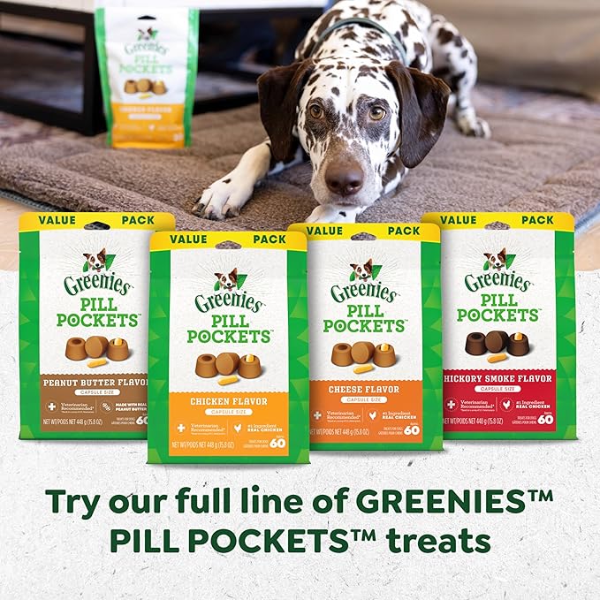 Greenies Pill Pockets for Dogs Large Size, Soft Dog Treats, 15.8 oz. Pouch Variety Pack, Two Flavors (60 Treats)
