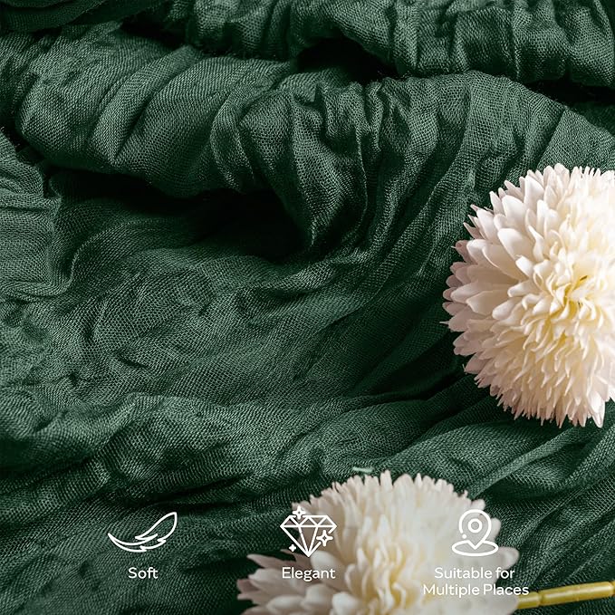Leetaltree 6 Pack Emerald Green Christmas Table Runner, 35x120 Inch Boho Rustic Cheese Cloth Table Runner, Decorative Table Runners for Bridal Baby Shower Decorations or Wedding Table Decorations