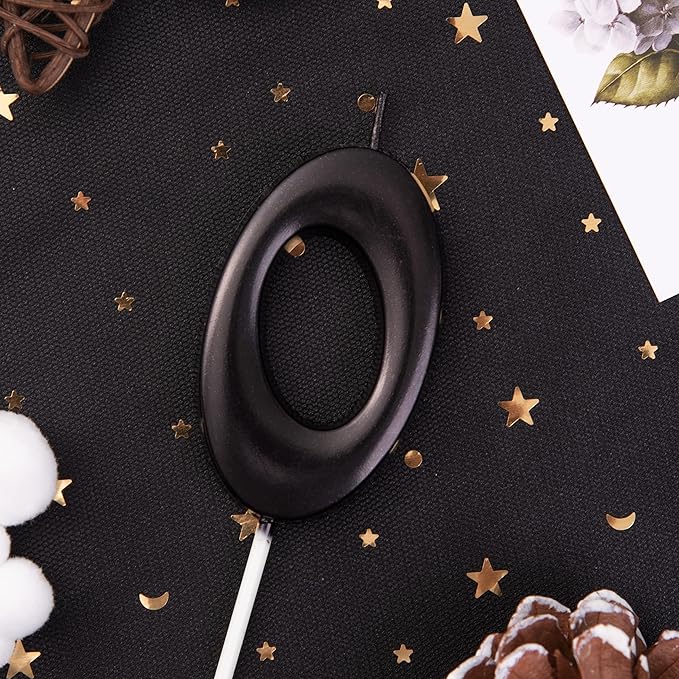 PHD Elegant Black 2.76 Inch Cake Candles - Black Number Candles for Birthday Parties
