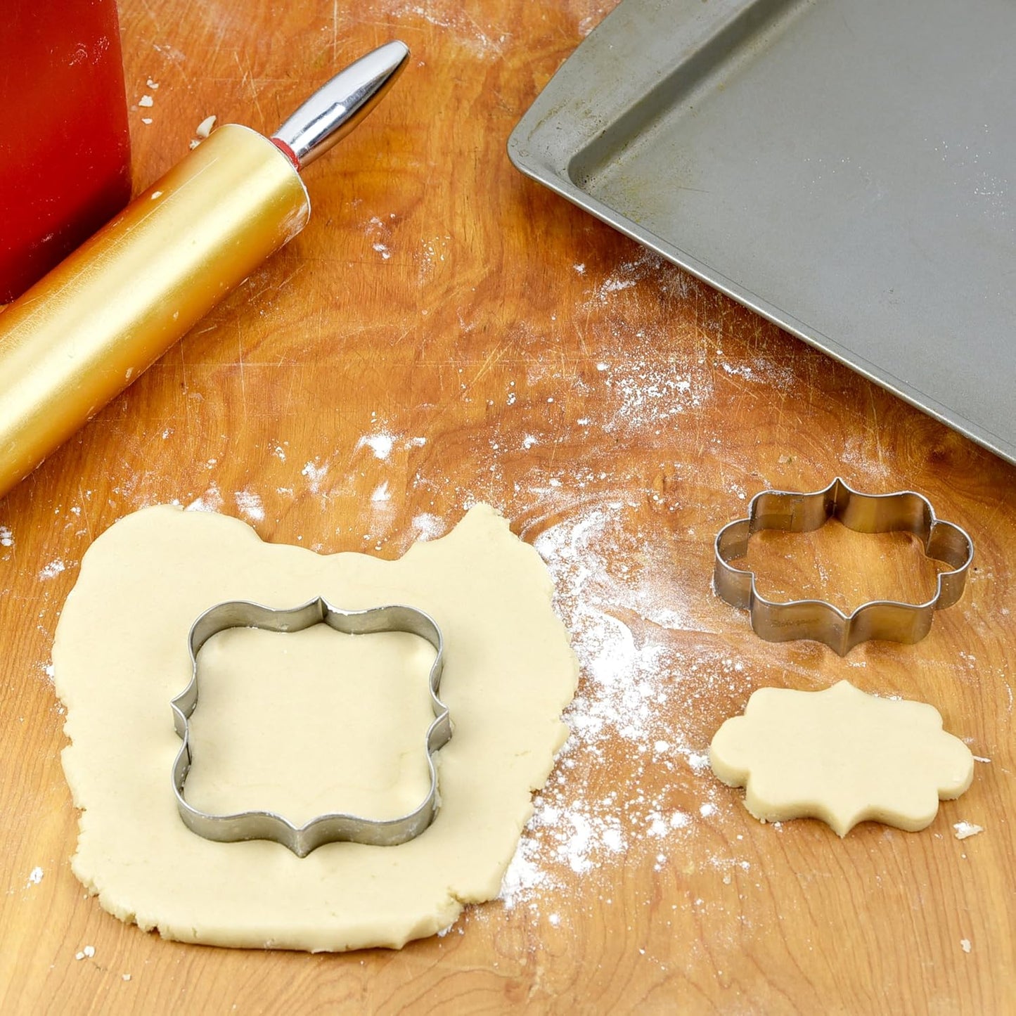 Bakerpan Stainless Steel Plaque Cookie Cutters Shapes, Frame Cookie Cutters for Baking - Set of 2