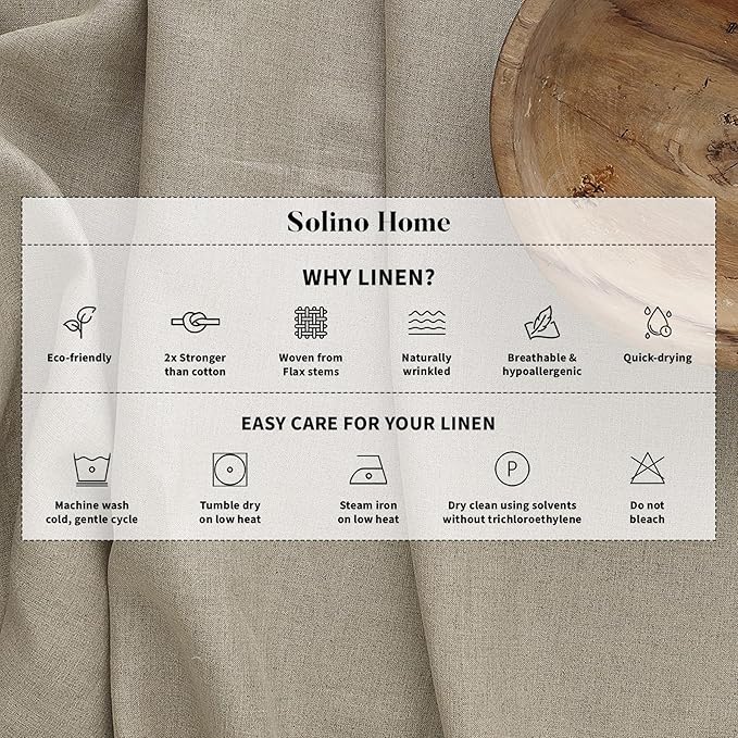 Solino Home Linen Table Runner 132 Inches Long - Narrow Stripe, 100% Pure Linen Spicy Mustard and White Table Runner 14 x 132 Inch for Dining