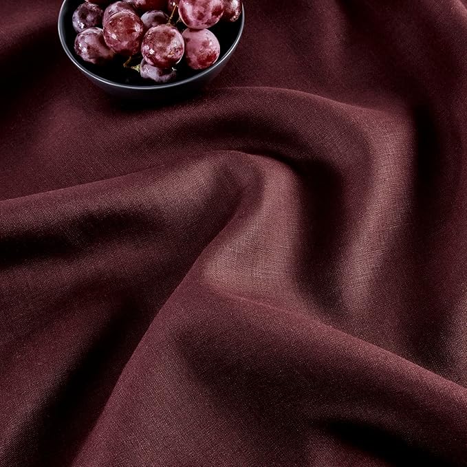 Solino Home Linen Burgundy Table Runner 72 Inches Long - 100% Pure Linen Hemstitch Table Runner 14 x 72 Inch for Dresser, Dining, Winter, Christmas, New Year - Classic Hemstitch