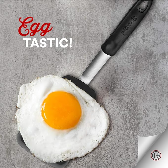 UpGood Silicone Turner Set 600ºF Heat Resistant - Large & Small Kitchen Spatulas with Tapered Edges & Flexible Stainless Steel - Cooking Utensil for Flipping Egg, Pancakes in Nonstick Cookware (2 Pcs)