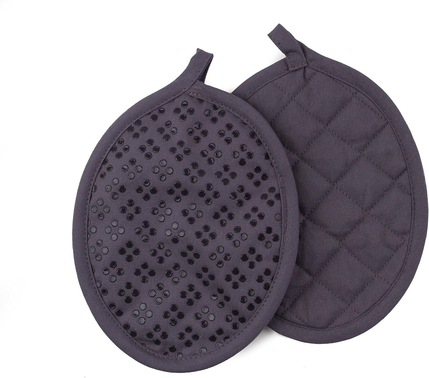 Sticky Toffee 9-Piece Kitchen Set – Gray 100% Cotton Terry Dish Towels, Dishcloths, Oven Mitts, and Pot Holders with Non-Slip Silicone Grip, Oeko-Tex Cotton