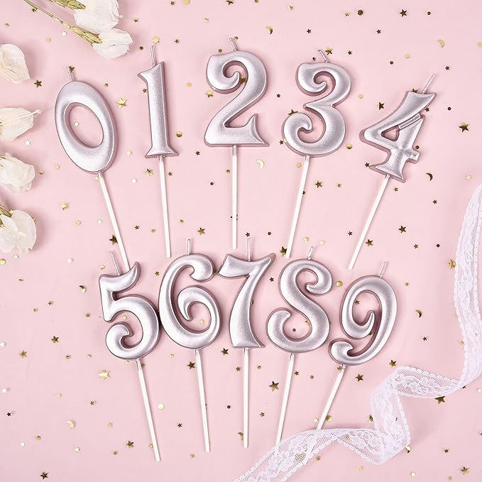 PHD CAKE 2.76 Inch Elegant Rose Gold 5 Number Birthday Candles, Rose Gold Number Candles, Cake Number Candles, Party Celebration