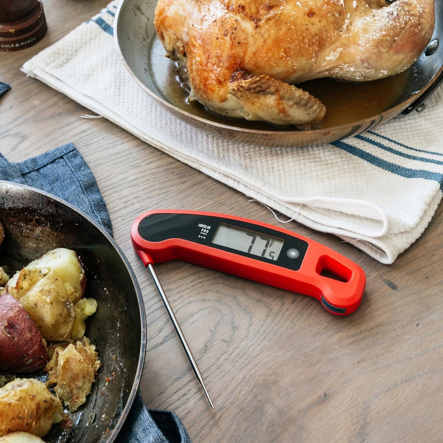 Lavatools Javelin® PRO Duo Ultra-Fast 2-Second Professional Digital Instant Read Meat Thermometer for Grill and Cooking, Auto-Rotating Backlit Display, IP65 Water Resistant, NSF Certified – Tangerine