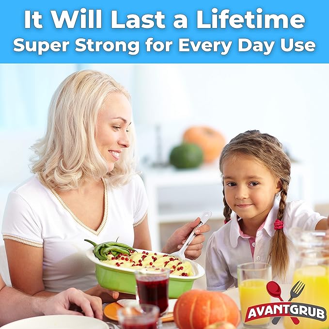 Super Strong, Ergonomic 11 in Serving Spoon 3 Pk. Big, Perforated Stainless Steel Spoons for Cooking, Baking and Basting. Best Kitchen Flatware for Buffet and Banquet Service in Restaurants and Homes