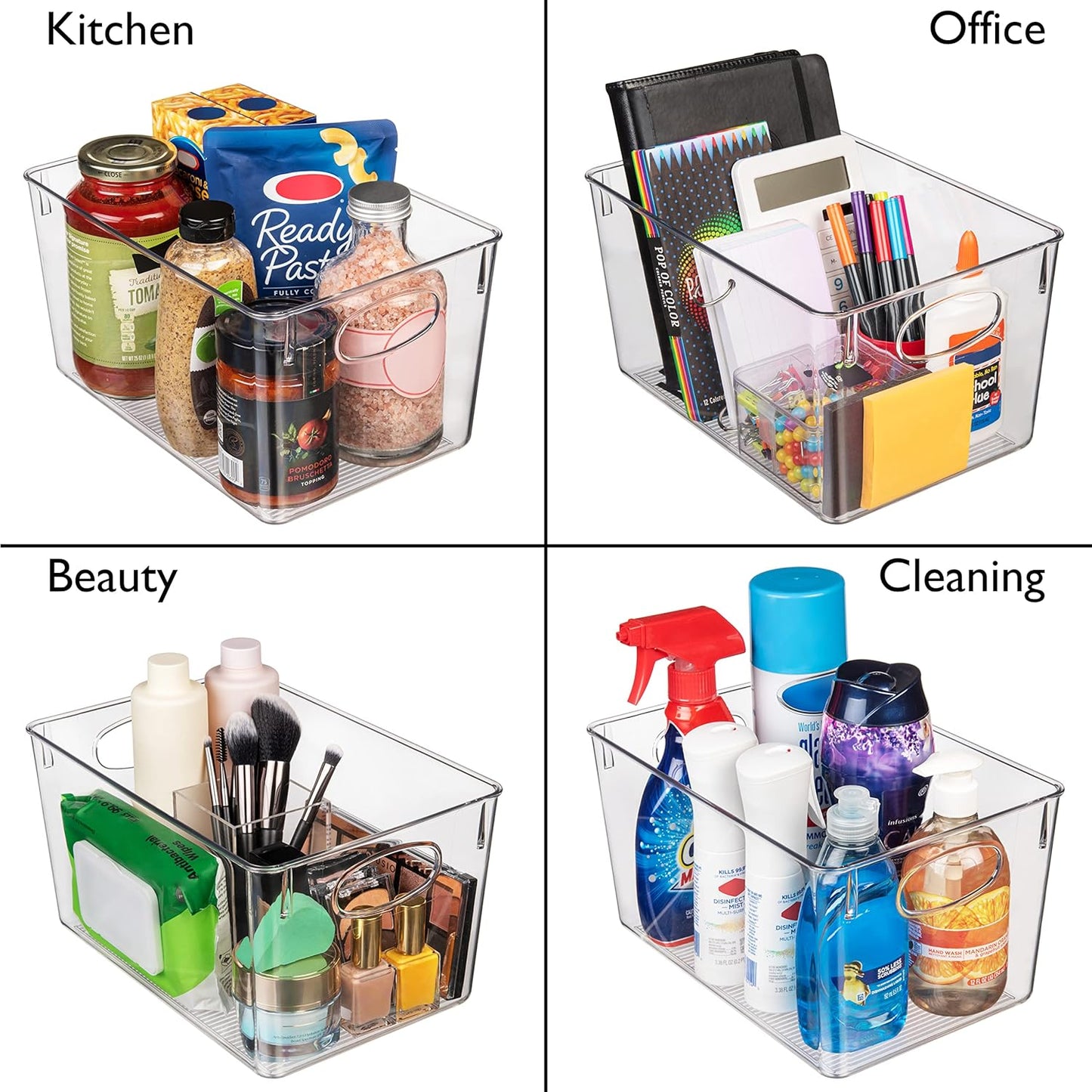 ClearSpace Plastic Storage Bins With lids, 8 Pack – Perfect Pantry Organization and Storage – Fridge Organizer, Pantry Storage Containers and Storage Bins, Cabinet Organizers