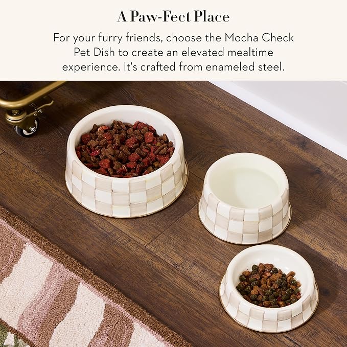 MACKENZIE-CHILDS Mocha Check Cat Dish