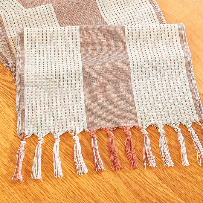 Niviy Orange Table Runner 90 Inches Long, Boho Farmhouse Seasonal Fall Thanksgiving Washable Table Runners for Autumn Decorations Home Decor (Orange, 12"×90")