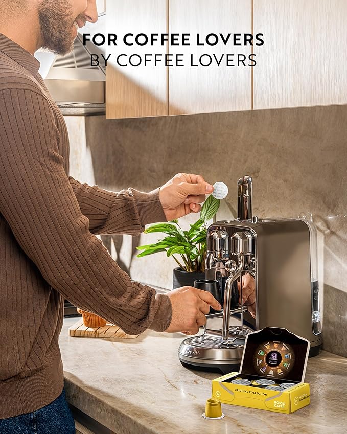 ROSSO CAFFÈ 120 Espresso Coffee Pods for Nespresso Original Machines - Value Pack of Premium Flavored Capsules, 3 Rich and Balanced Desert Coffees (Vanilla, Crème Brulee, Caramel)