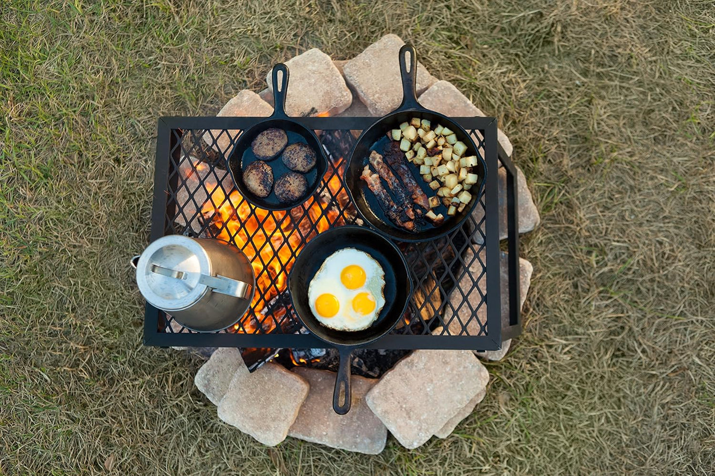 Amazon Basics Heavy-Duty Portable Camping Grill Grate for Campfire Cooking, Black