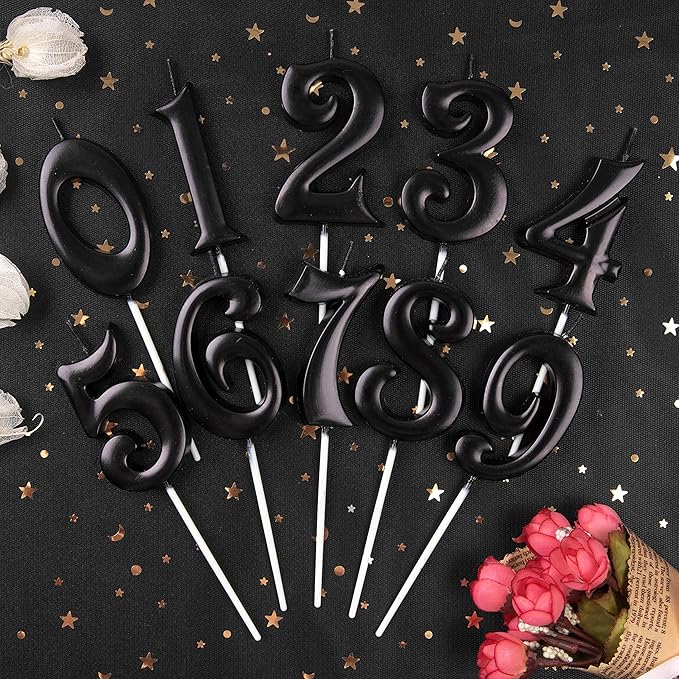 PHD CAKE 2.76 Inch Elegant Black 7 Number Birthday Candles, Black Number Candles, Cake Number Candles, Party Celebration